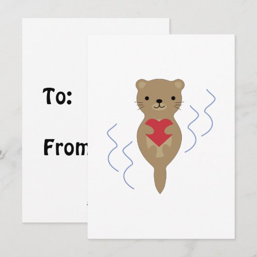 Schattige Otter Hugging a Heart Feestdagenkaart (Voorkant / Achterkant)