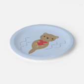 Schattige Otter Hugging a Heart Papieren Bordje (Gekanteld)