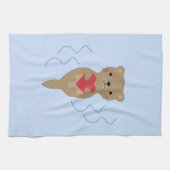 Schattige Otter Hugging a Heart Theedoek (Horizontaal)