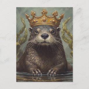 Schattige otter in een kroon briefkaart