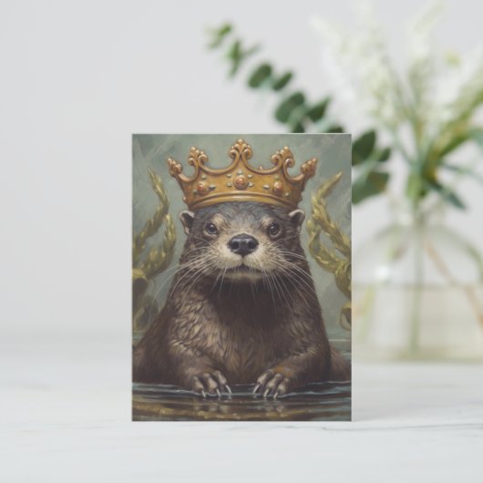 Schattige otter in een kroon briefkaart (Staand voorkant)