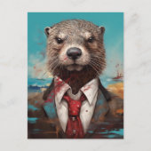 Schattige Otter in een pak Briefkaart (Voorkant)