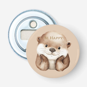 Schattige Otter Is Gelukkig Button Flesopener