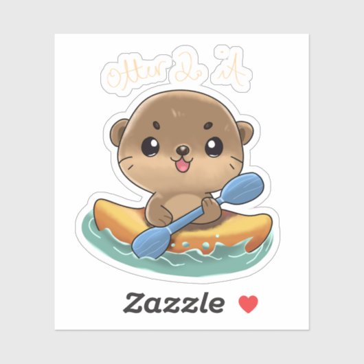 Schattige Otter Kayaking Sticker (Vel)