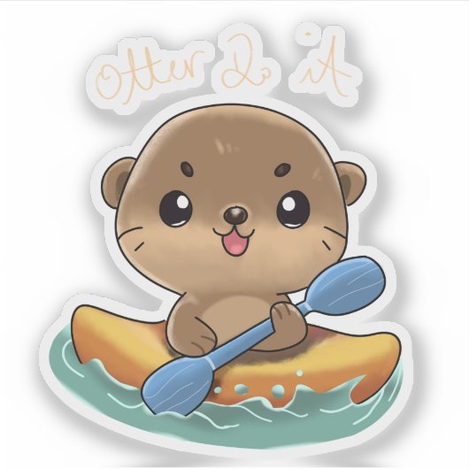 Schattige Otter Kayaking Sticker (Voorkant)