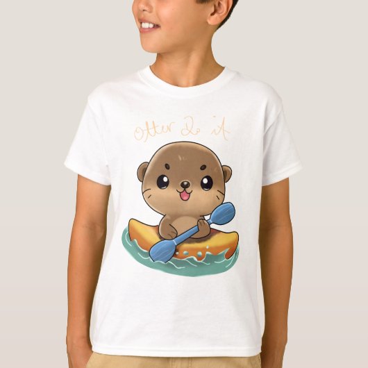 Schattige Otter Kayaking T-shirt (Voorkant)
