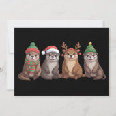 Schattige Otter Kerst Morsige Kerstlichtjes Dier Feestdagenkaart (Voorkant)