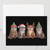 Schattige Otter Kerst Morsige Kerstlichtjes Dier Feestdagenkaart (Voorkant / Achterkant)