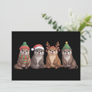 Schattige Otter Kerst Morsige Kerstlichtjes Dier Feestdagenkaart