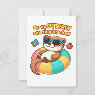 Schattige Otter Leraren Waarderingskaart Bedankkaart