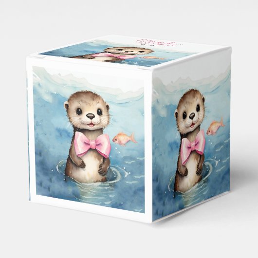 Schattige Otter Meisje Baby shower Favor Box Bedankdoosjes (Voorkant Zijde)