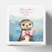 Schattige Otter Meisje Baby shower Favor Box Bedankdoosjes (Bovenkant)