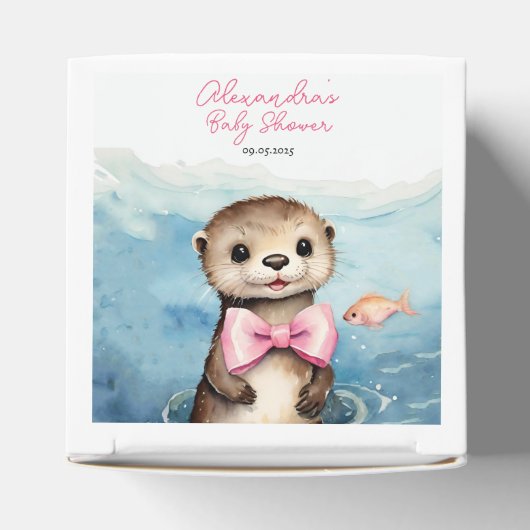 Schattige Otter Meisje Baby shower Favor Box Bedankdoosjes (Bovenkant)