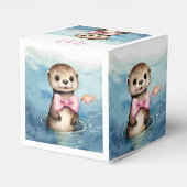 Schattige Otter Meisje Baby shower Favor Box Bedankdoosjes (Achterkant)