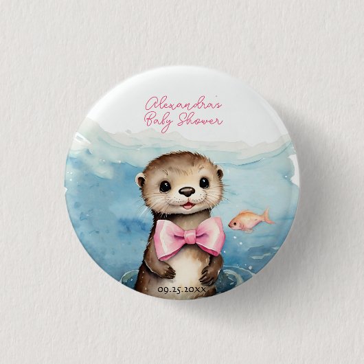 Schattige Otter Meisje Baby shower Ronde Button 3,2 Cm (Voorkant)