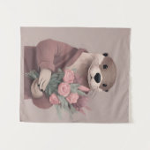 Schattige otter met bloemen wandkleed (Voorkant (horizontaal))
