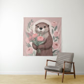 Schattige otter met bloemen wandkleed (In situ)