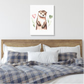 Schattige otter met hart Planten Canvas Afdruk (Insitu (Slaapkamer))