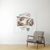 Schattige otter met hart Planten Wandkleed (In Situ (horizontaal))