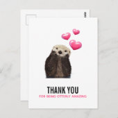 Schattige Otter met Hartjes voor Valentijn Grappig Briefkaart (Voorkant / Achterkant)