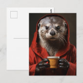 Schattige otter met koffie briefkaart (Voorkant / Achterkant)