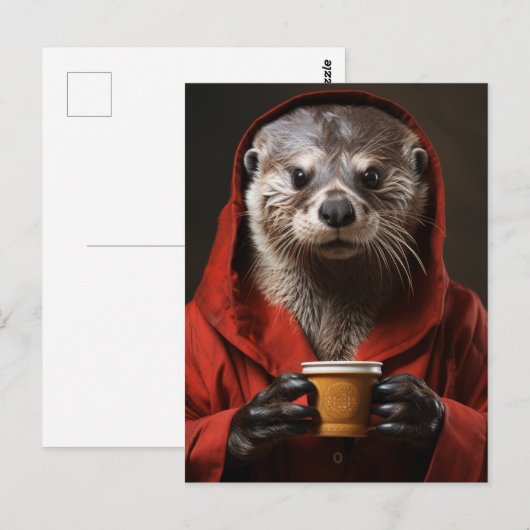 Schattige otter met koffie briefkaart (Voorkant / Achterkant)