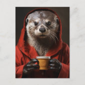 Schattige otter met koffie briefkaart (Voorkant)