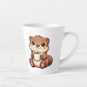 Schattige Otter met Koffie – Knus Kawaii Dier Latte Mok