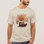 Schattige otter met pompoen Pet - Happy Halloween T-shirt (Voorkant)