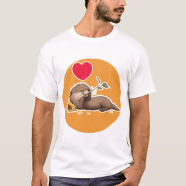 Schattige Otter met Pretbloem T-shirt