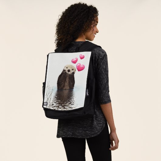 Schattige Otter met Roze Hartjes Rugtassen (Gedragen)