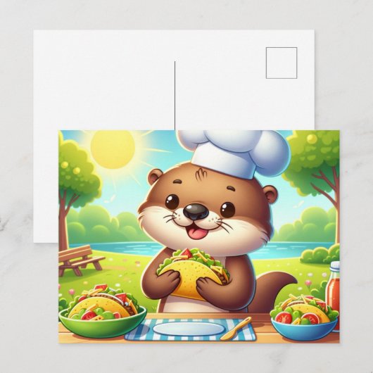 Schattige otter met taco's briefkaart (Voorkant / Achterkant)