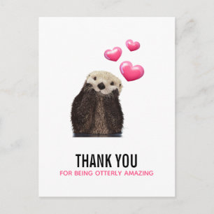 Schattige Otter met Valentijnsharten Grappige Pun Briefkaart