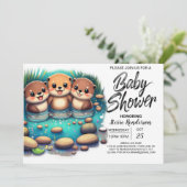 Schattige Otter Online Baby shower Kaart (Staand voorkant)