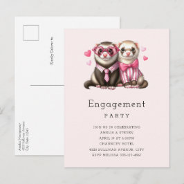 Schattige Otter-paar in een liefdesverlovingsfeest Uitnodiging Briefkaart