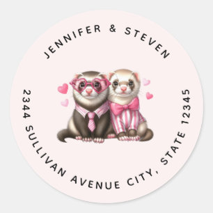 Schattige otter paar in liefde adres ronde sticker