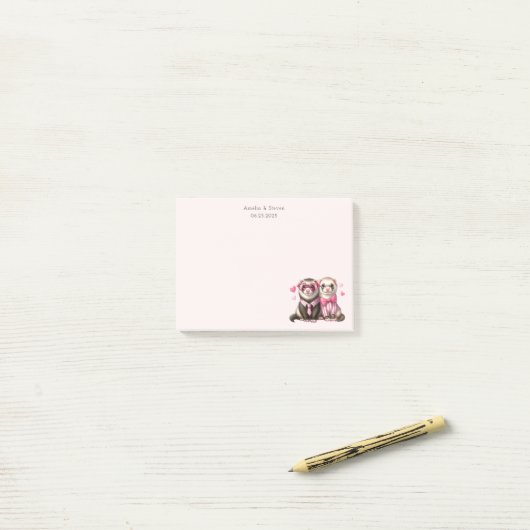 Schattige Otter Paar in Liefde Jubileum Post-it® Notes (Op bureau)