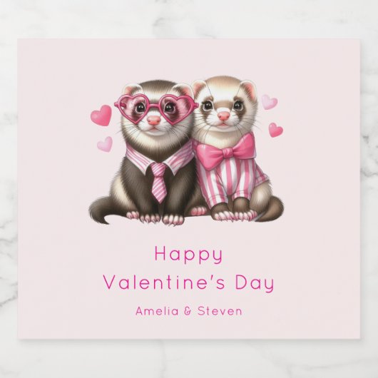 Schattige Otter Paar in Liefde Valentijnsdag Bier Etiket (Enkel label)