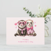 Schattige Otter Paar in Liefde Valentijnsdag Feestdagenkaart (Staand voorkant)