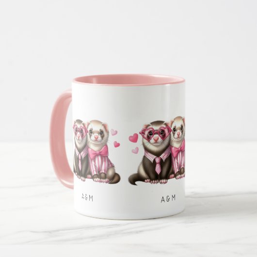 Schattige Otter Paar in Liefde Valentijnsdag Mok (Voorkant links)