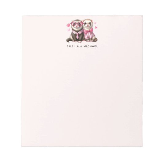 Schattige Otter Paar in Liefde Valentijnsdag Notitieblok (Voorkant)