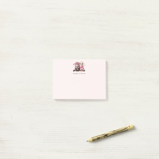 Schattige Otter Paar in Liefde Valentijnsdag Post-it® Notes (Op bureau)