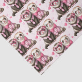 Schattige Otter-paar in liefdespatroon Tissuepapier (Detail)