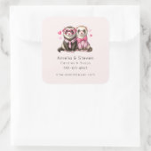 Schattige Otter Paar in Love Business Vierkante Sticker (Tas)