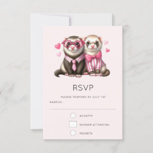 Schattige Otter Paar In Love Wedding RSVP Kaartje