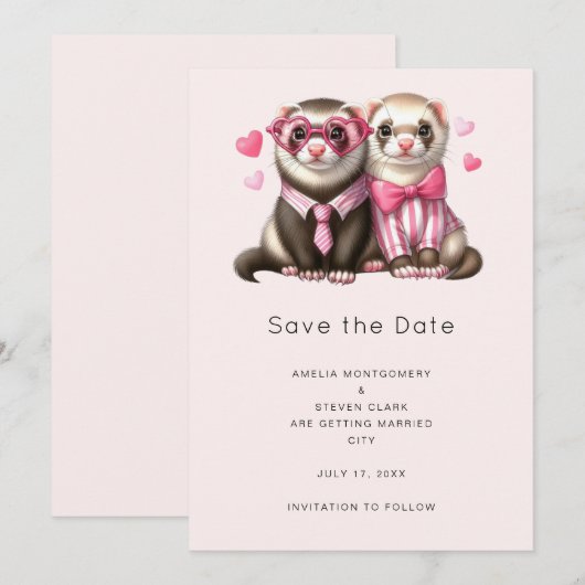 Schattige Otter Paar In Love Wedding Save The Date (Voorkant / Achterkant)