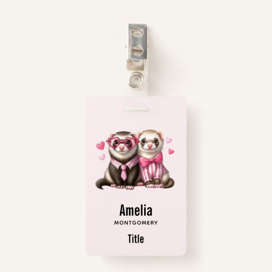 Schattige otter paar verliefd badge (Voorkant met clip)