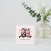 Schattige otter paar verliefd vierkante visitekaartje (Staand voorkant)
