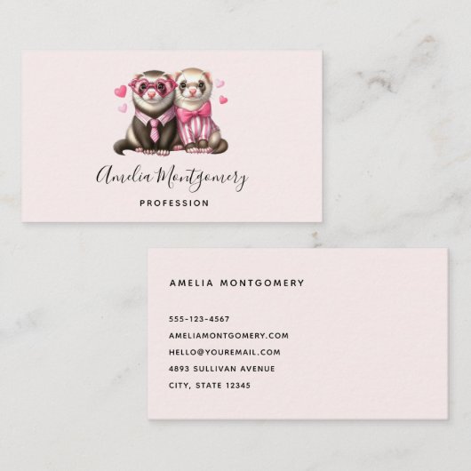 Schattige otter paar verliefd visitekaartje (Voorkant / Achterkant)
