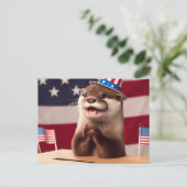 Schattige Otter Patriottische Stemmen Stembus Briefkaart (Staand voorkant)